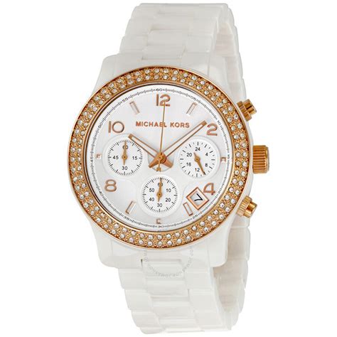 michael kors white ceramic runway watch|michael kors oversized runway watch.